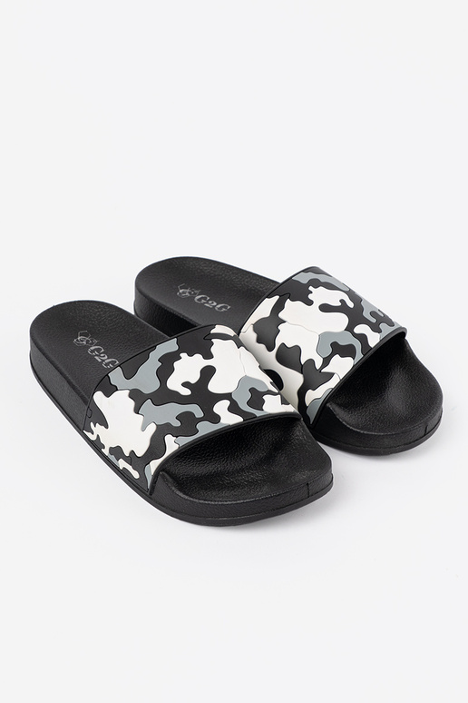 Conveniente cor preta Chinelos em uma sola plana