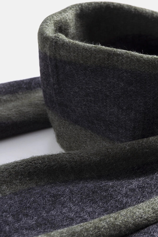 Cachecol verde e cinza com franjas Lana