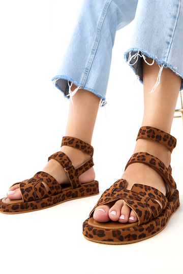 Sandalhas com estampa Panteros com fecho no tornozelo Maimuna