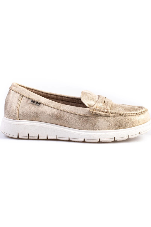 Mocassins femininos dourado com sola flexível Mocassins femininos dourado com sola flexível