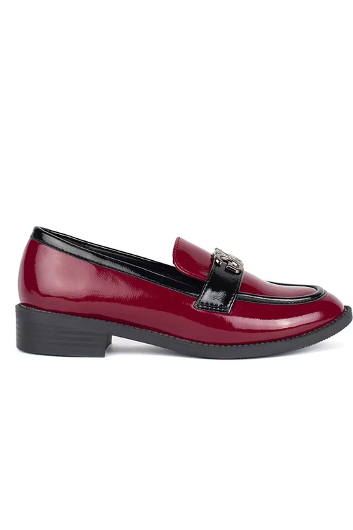 Borgonha mulheres mocassins lacado Borgonha mulheres mocassins lacado