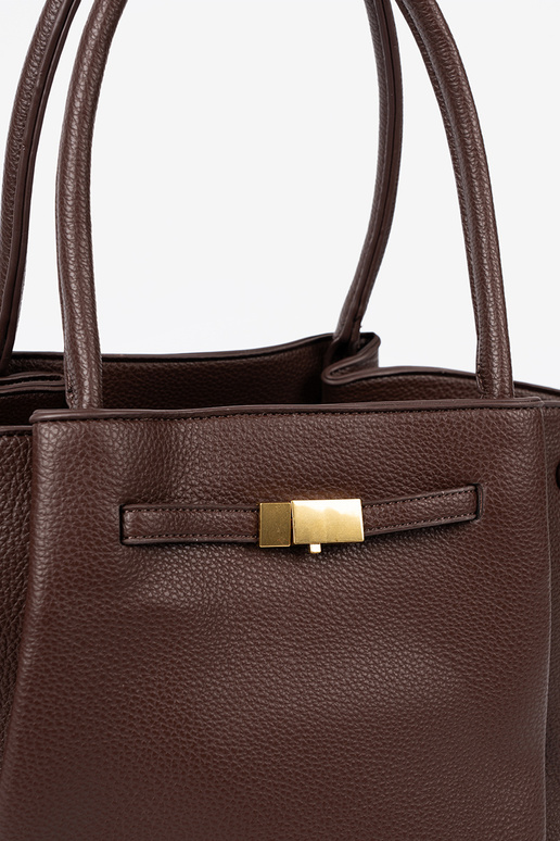 Pojemna torba Para ciemnym brązie de couro ecológico