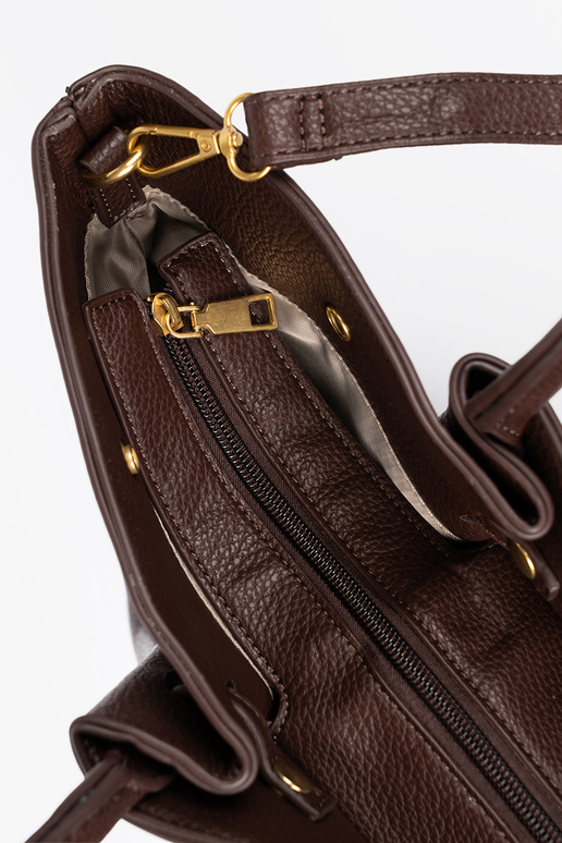 Pojemna torba Para ciemnym brązie de couro ecológico