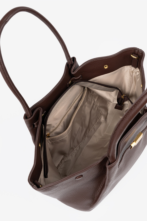 Pojemna torba Para ciemnym brązie de couro ecológico