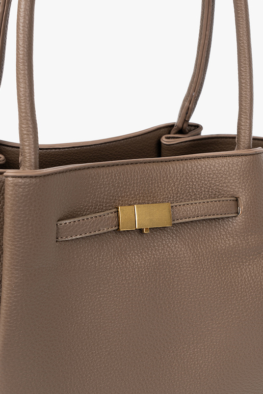 Bolsa/bolsa shopper taupe com fecho