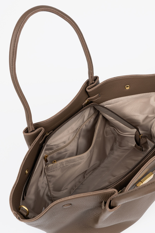 Bolsa/bolsa shopper taupe com fecho