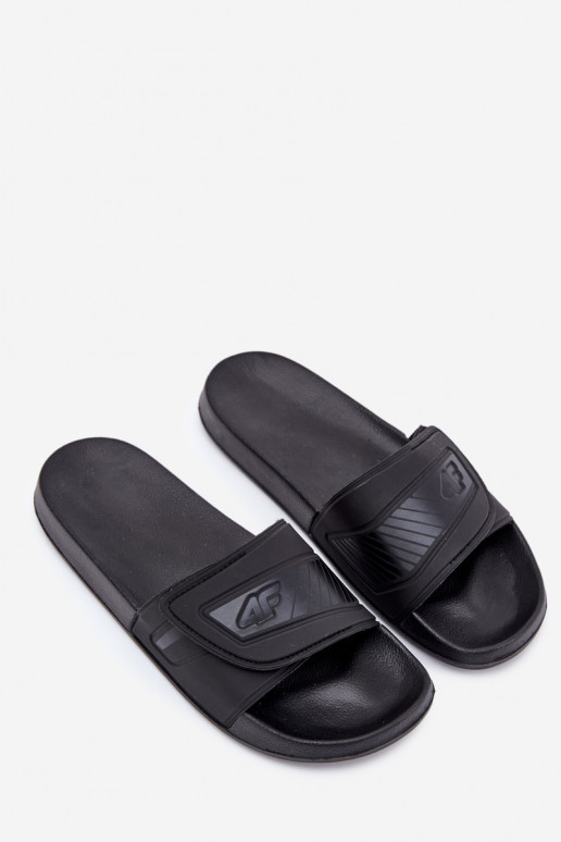 Chinelos masculinos com fechos adesivos 4FMM00FFLIM091-20S cor preta