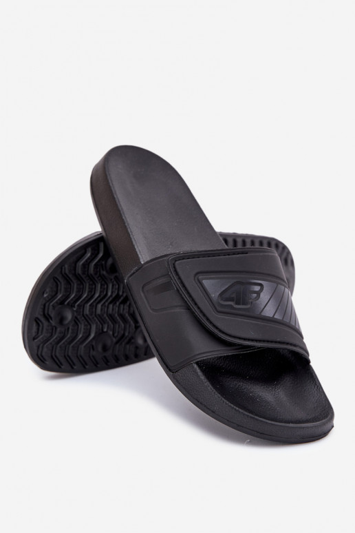 Chinelos masculinos com fechos adesivos 4FMM00FFLIM091-20S cor preta