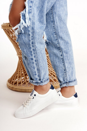 Tênis de couro natural BIG STAR BB274211 branco e azul marinho