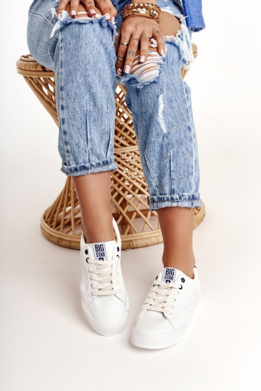 Tênis de couro natural BIG STAR BB274211 branco e azul marinho