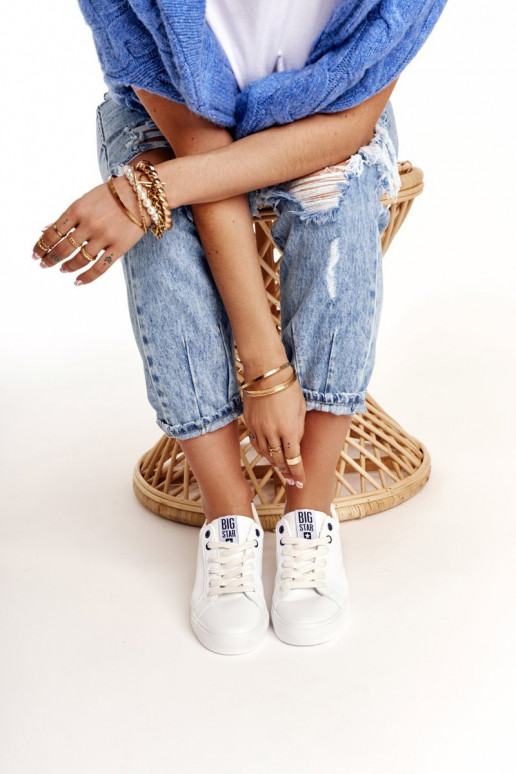 Tênis de couro natural BIG STAR BB274211 branco e azul marinho