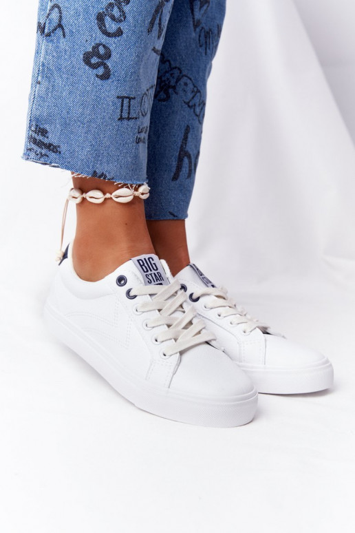 Tênis de couro natural BIG STAR BB274211 branco e azul marinho