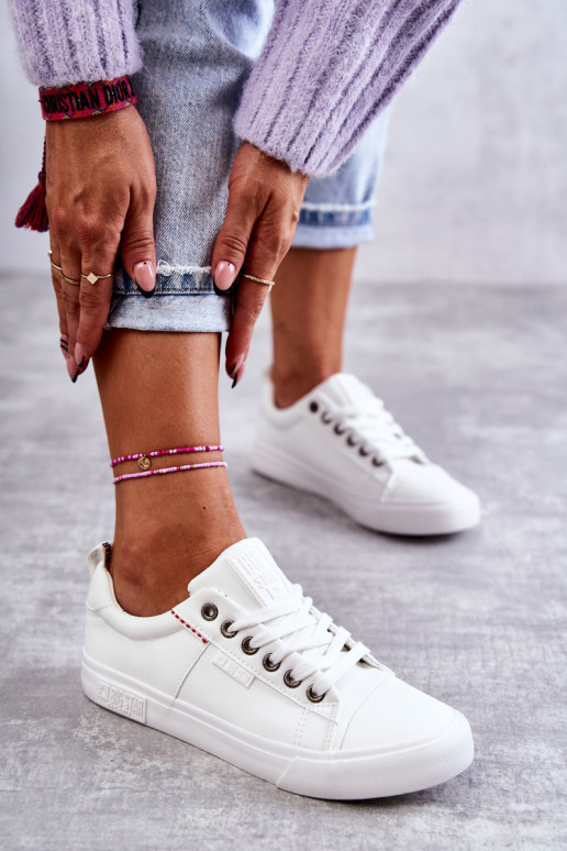 Baixo Tênis femininos de couro Big Star KK274005 cor branca