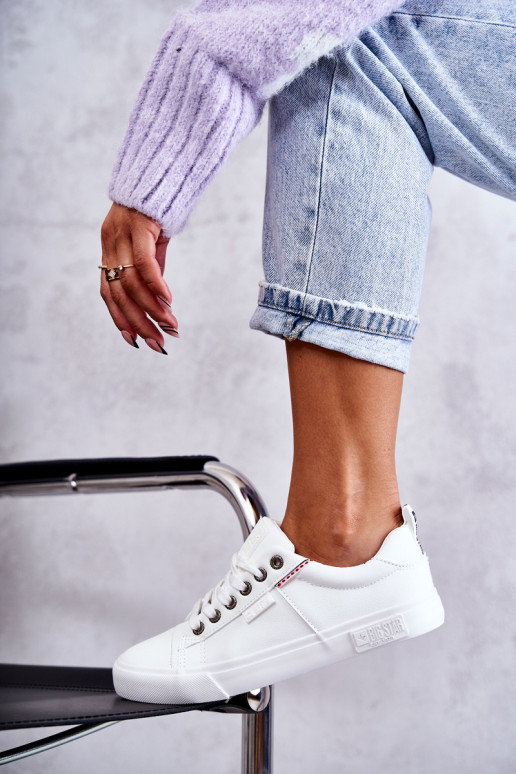 Baixo Tênis femininos de couro Big Star KK274005 cor branca