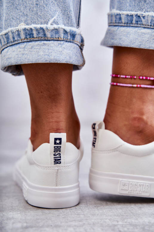 Baixo Tênis femininos de couro Big Star KK274005 cor branca