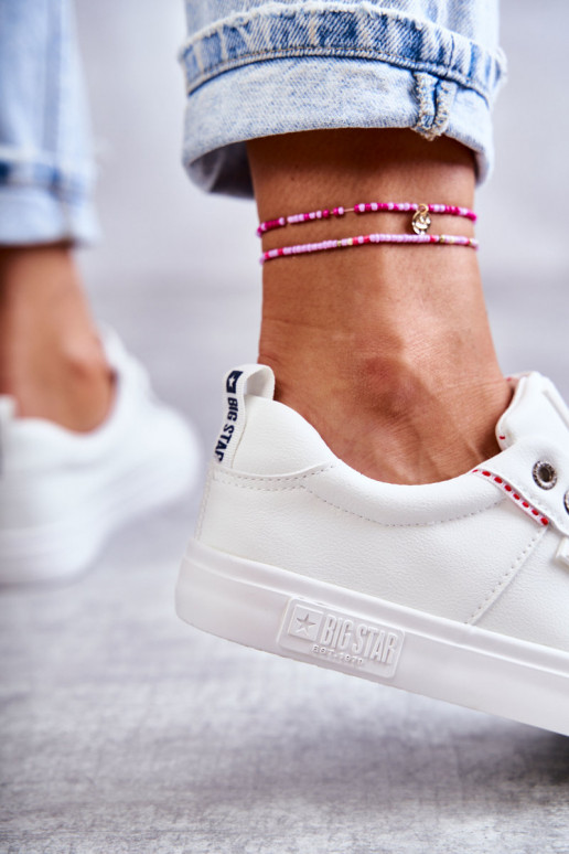 Baixo Tênis femininos de couro Big Star KK274005 cor branca