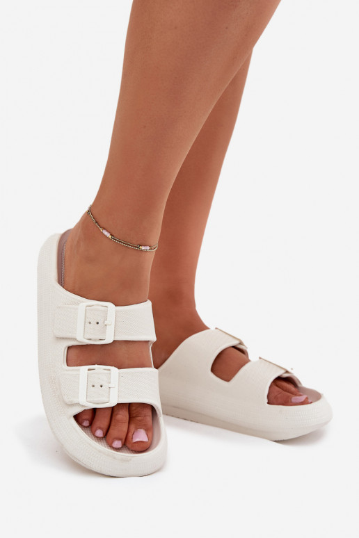 Chinelos leves Chinelos femininos com fivelas Vinceza 76056 cor branca
