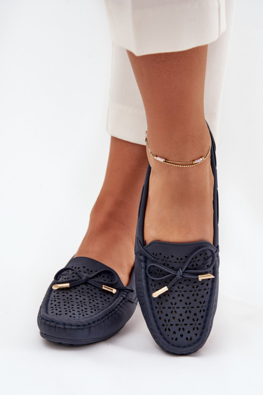 mocassins femininos com elementos abertos I EMiązaniem azul escuro Mirisa mocassins femininos com elementos abertos I EMiązaniem azul escuro Mirisa