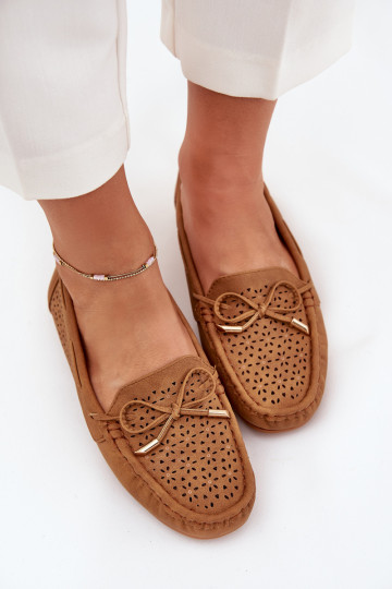 mocassins femininos com elementos abertos I EMiązaniem cor marrom Mirisa 2
