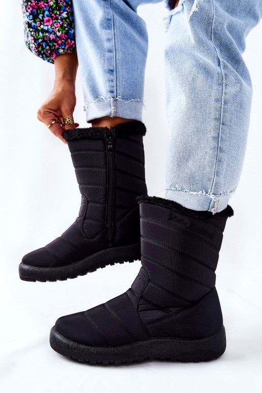 Alto Feminino aquecimento Botas de neve cor preta Luxina