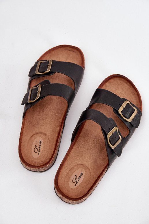 Feminino Chinelos com uma plataforma com fivelas cor preta Vesina Feminino Chinelos com uma plataforma com fivelas cor preta Vesina