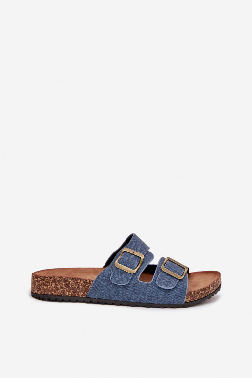 Feminino Chinelos com uma plataforma com fivelas Escuro Jeans Vesina Feminino Chinelos com uma plataforma com fivelas Escuro Jeans Vesina