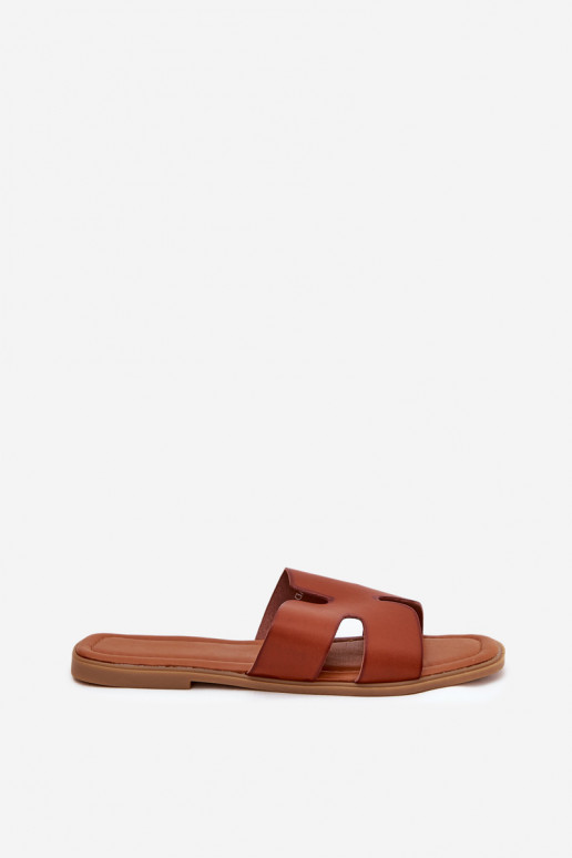 Chinelos Apartamento feminino Com recortes cor marrom Salyra Chinelos Apartamento feminino Com recortes cor marrom Salyra