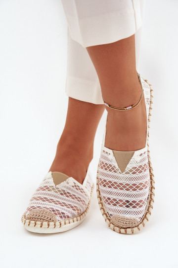 Espadrilles femininas em branco rendado com tela Faylira