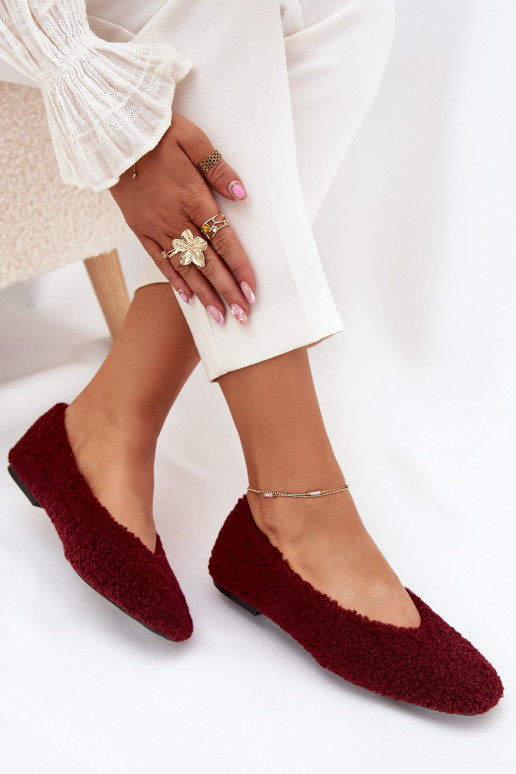 Bailarinas Feminino com um casaco de pele Typu Baranek Borgonha Zimira