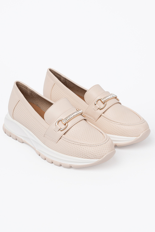 cor de marfim mocassins z dekoracyjnym douradom elementem cor de marfim mocassins z dekoracyjnym douradom elementem