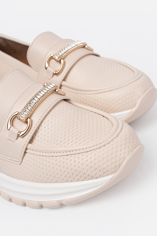 cor de marfim mocassins z dekoracyjnym douradom elementem cor de marfim mocassins z dekoracyjnym douradom elementem