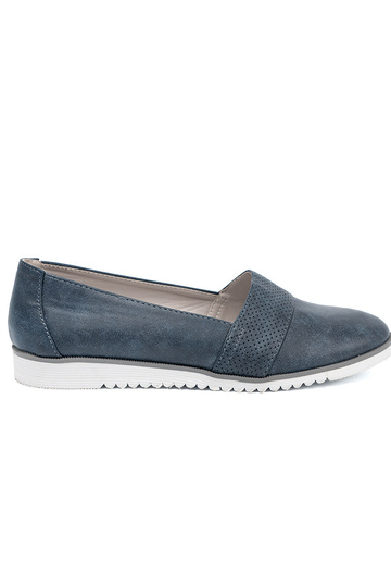 azul escuro mocassins em uma sola branca 2