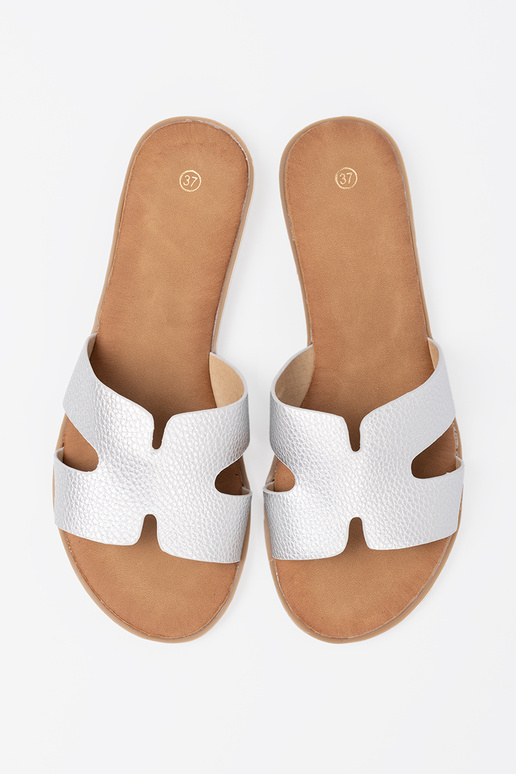 cor prata Chinelos mulheres z Paraycięciami