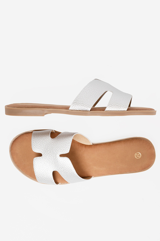 cor prata Chinelos mulheres z Paraycięciami