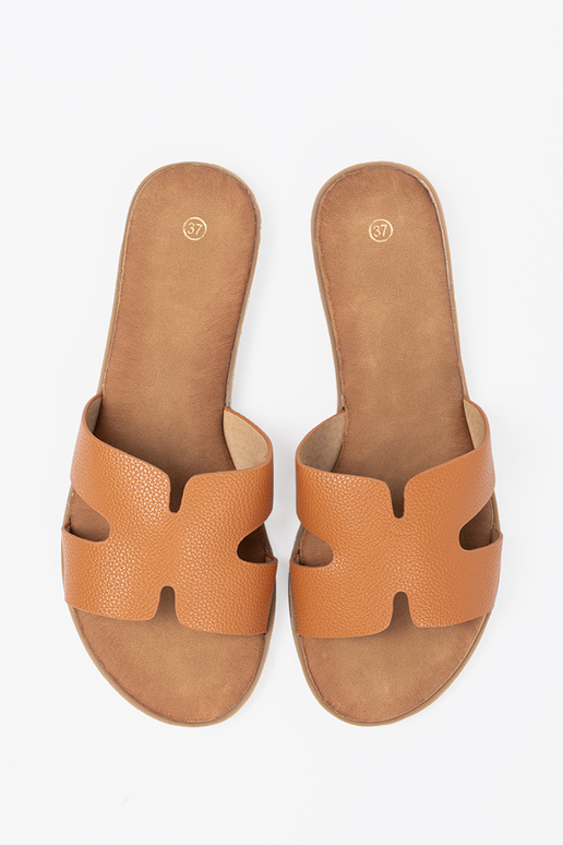 cor caramelo Chinelos mulheres z Paraycięciami