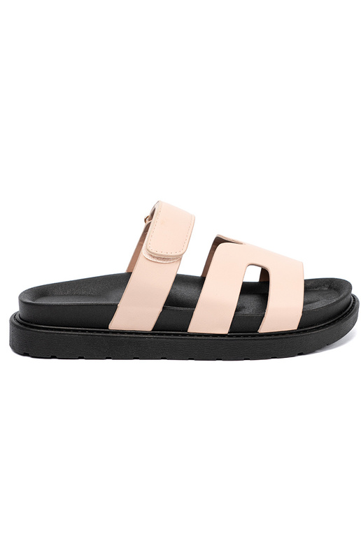 bege Chinelos com alças Velcro