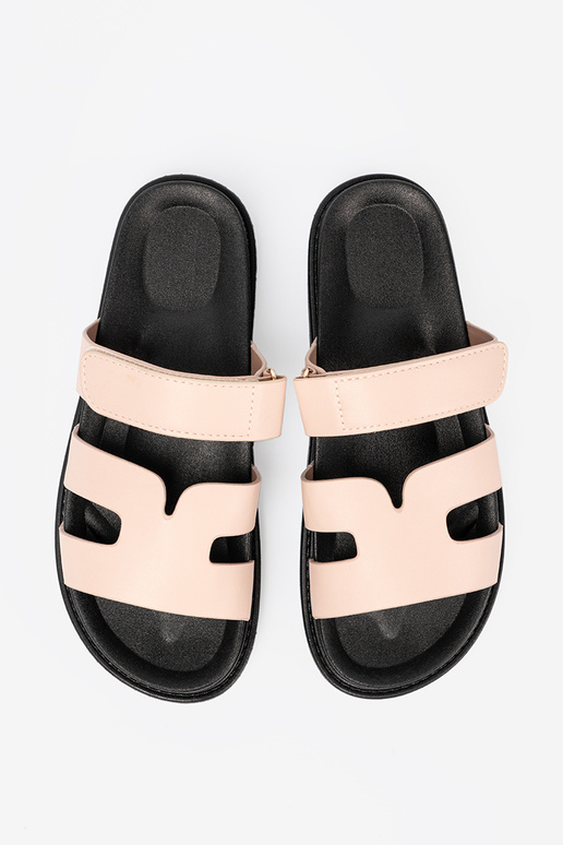 bege Chinelos com alças Velcro