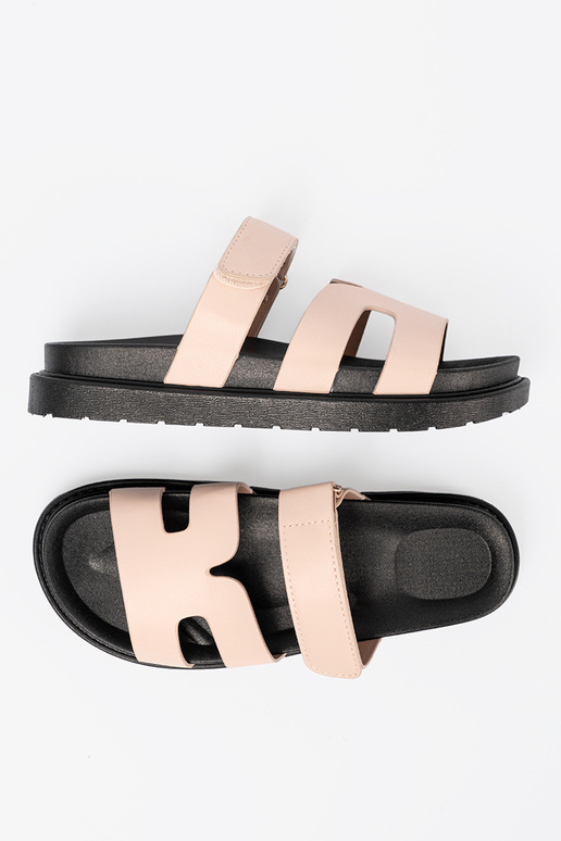 bege Chinelos com alças Velcro