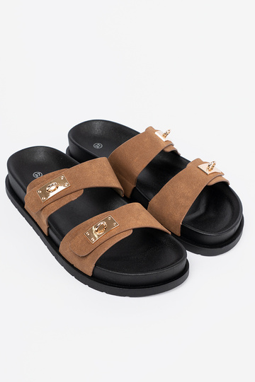 Jansnocor marrom Chinelos mulheres ze douradomi ParastaParakami