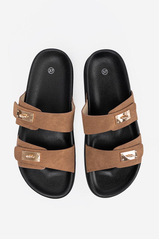 Jansnocor marrom Chinelos mulheres ze douradomi ParastaParakami