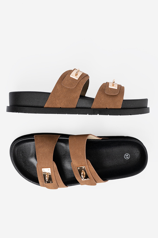 Jansnocor marrom Chinelos mulheres ze douradomi ParastaParakami