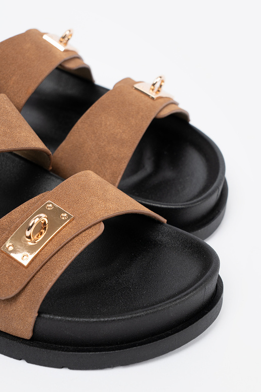 Jansnocor marrom Chinelos mulheres ze douradomi ParastaParakami