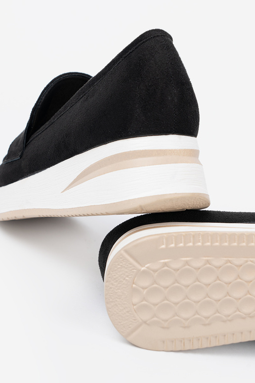 cor preta Mocassins de plataforma de camurça