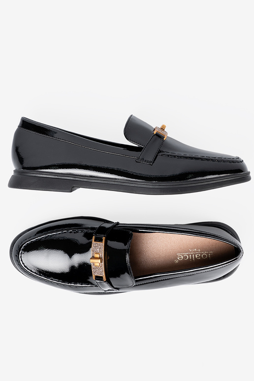 Estilo elegante lacado mocassins z złotą ozdobą Estilo elegante lacado mocassins z złotą ozdobą