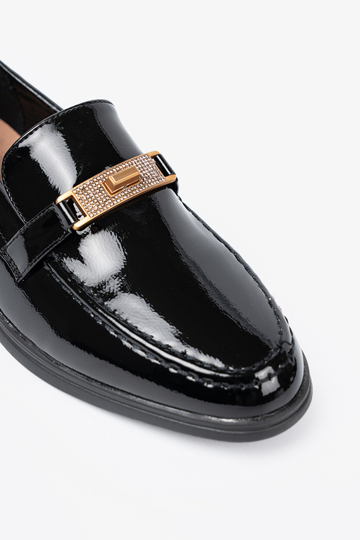 Estilo elegante lacado mocassins z złotą ozdobą Estilo elegante lacado mocassins z złotą ozdobą