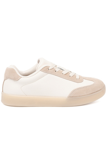 Sapatos casuais femininos cor branca-bege