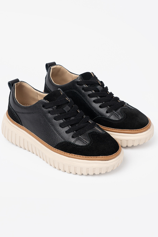 cor preta À modalo de tênis pele na begej platformie Sergio Leone