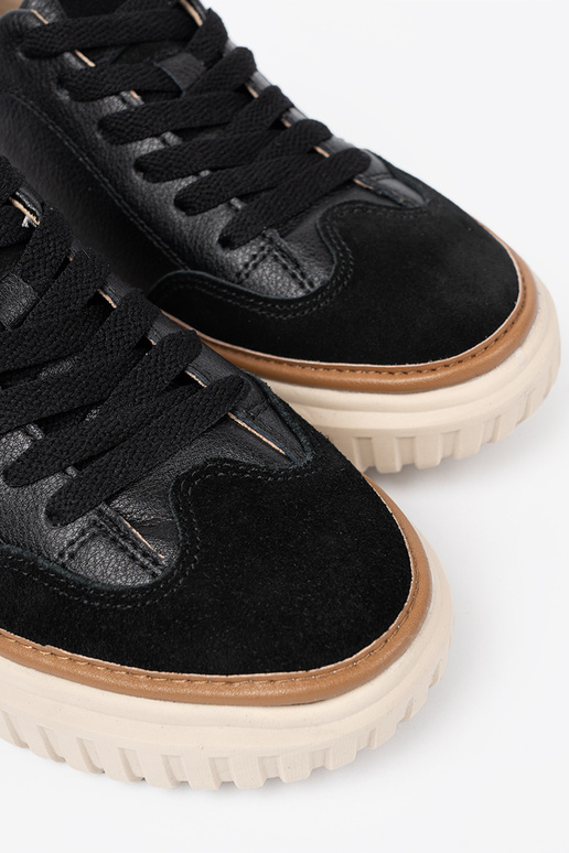 cor preta À modalo de tênis pele na begej platformie Sergio Leone