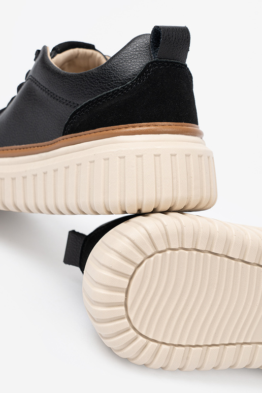 cor preta À modalo de tênis pele na begej platformie Sergio Leone