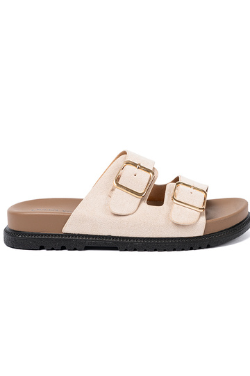 Chinelos femininos na moda brilhantementebege z zamszoParaym Paraykończeniem 2